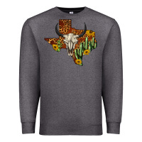 Charcoal Heather bull skull texas map western Premium Sweatshirt - BarkalooDesign