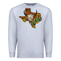 Heather Grey bull skull texas map western Premium Sweatshirt - BarkalooDesign