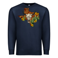 Navy bull skull texas map western Premium Sweatshirt - BarkalooDesign