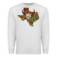 Oatmeal Heather bull skull texas map western Premium Sweatshirt - BarkalooDesign