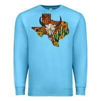 Ocean Blue bull skull texas map western Premium Sweatshirt - BarkalooDesign