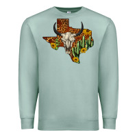 Seafoam bull skull texas map western Premium Sweatshirt - BarkalooDesign