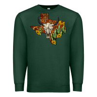 Sports Green bull skull texas map western Premium Sweatshirt - BarkalooDesign