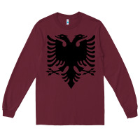 Burgundy Albanian Flag Eagle Double Red Albania Shqipe Kosovo Long Sleeve Tee - longCreatives