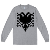 Heather Grey Albanian Flag Eagle Double Red Albania Shqipe Kosovo Long Sleeve Tee - longCreatives