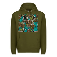 Army Green Longhorn Pattern Premium Hoodie - CowhideDigitalArt