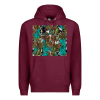 Burgundy Longhorn Pattern Premium Hoodie - CowhideDigitalArt