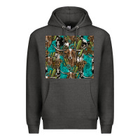 Charcoal Heather Longhorn Pattern Premium Hoodie - CowhideDigitalArt