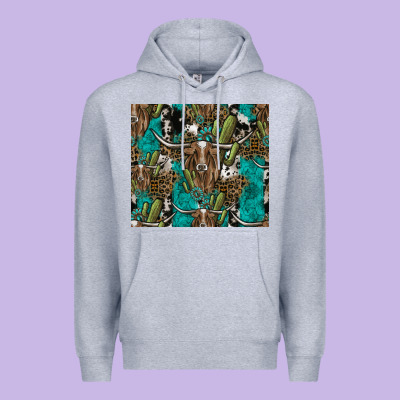 Longhorn Pattern Premium Hoodie Designed By Cowhidedigitalart
