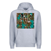 Heather Grey Longhorn Pattern Premium Hoodie - CowhideDigitalArt