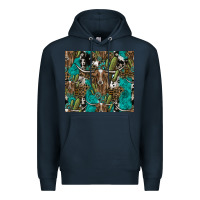 Navy Longhorn Pattern Premium Hoodie - CowhideDigitalArt