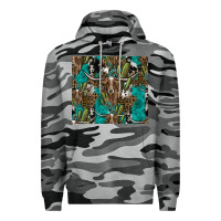 Slate Camo Longhorn Pattern Premium Hoodie - CowhideDigitalArt