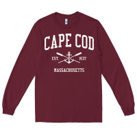 Cape Cod Ma Vintage Crossed Oars & Boat Anchor Sports Sweat Long Sleeve Tee | Teevron