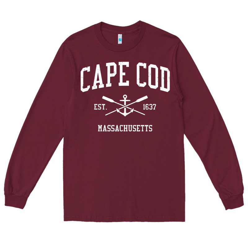 Cape Cod Ma Vintage Crossed Oars & Boat Anchor Sports Sweat Long Sleeve Tee by longCreatives | Teevron