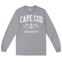 Heather Grey Cape Cod MA Vintage Crossed Oars & Boat Anchor Sports Sweat Long Sleeve Tee - longCreatives
