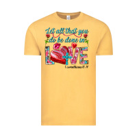 Vintage Mustard Let all that you do be done in love 1 corinthians Vintage Tee - HowdyJamesFarm