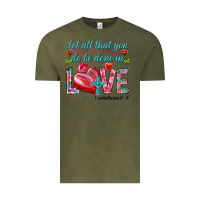 Vintage Olive Let all that you do be done in love 1 corinthians Vintage Tee - HowdyJamesFarm