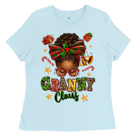 Baby Blue granny claus afro messy bun Ladies Tee - texasbilliewilder