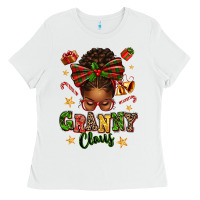 White granny claus afro messy bun Ladies Tee - texasbilliewilder