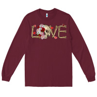 Burgundy Skull love Valentine's Day Long Sleeve Tee - FaDigitalArtStudio