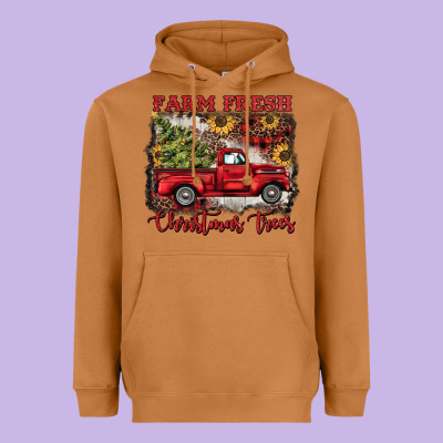 Farm Fresh Christmas Trees Heavyweight Hoodie Designed By Barkaloodesign