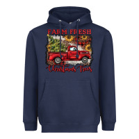 Navy farm fresh christmas trees Heavyweight Hoodie - BarkalooDesign