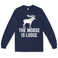 Navy The Moose Is Loose Alaska Moose Long Sleeve Tee - longCreatives
