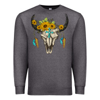 Charcoal Heather bull skull western Premium Sweatshirt - BarkalooDesign