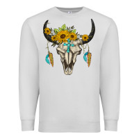 Dove Grey bull skull western Premium Sweatshirt - BarkalooDesign