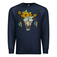 Navy bull skull western Premium Sweatshirt - BarkalooDesign