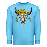 Ocean Blue bull skull western Premium Sweatshirt - BarkalooDesign