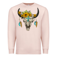 Pale Pink bull skull western Premium Sweatshirt - BarkalooDesign