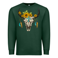 Sports Green bull skull western Premium Sweatshirt - BarkalooDesign