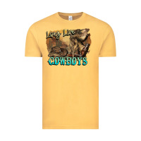 Vintage Mustard Long live Cowboys boots hat Vintage Tee - HowdyJamesFarm