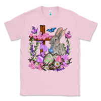 Bubblegum Pink Easter eggs and Bunny with Cross Easter Day Classic Tee - HowdyJamesFarm