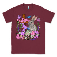 Burgundy Easter eggs and Bunny with Cross Easter Day Classic Tee - HowdyJamesFarm