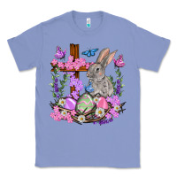 Colony Blue Easter eggs and Bunny with Cross Easter Day Classic Tee - HowdyJamesFarm