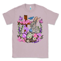 Lilac Easter eggs and Bunny with Cross Easter Day Classic Tee - HowdyJamesFarm