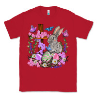 Red Easter eggs and Bunny with Cross Easter Day Classic Tee - HowdyJamesFarm