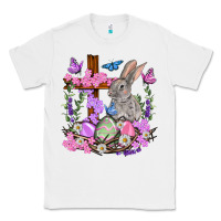 White Easter eggs and Bunny with Cross Easter Day Classic Tee - HowdyJamesFarm