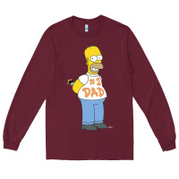 Burgundy The Simpsons Homer Number 1 Dad Father's Day V2 Long Sleeve Tee - longCreatives