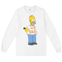 White The Simpsons Homer Number 1 Dad Father's Day V2 Long Sleeve Tee - longCreatives