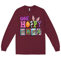 Burgundy Easter Day One hoppy mama Long Sleeve Tee - OliviaCreatesArt
