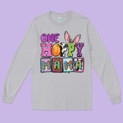 Easter Day One Hoppy Mama Long Sleeve Tee Designed By Oliviacreatesart