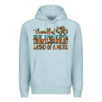 Blue Mist Thankful Blessed And Kind Of A Mess Premium Hoodie - CowhideDigitalArt