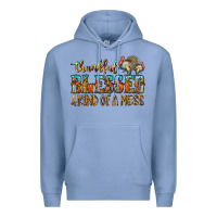 Colony Blue Thankful Blessed And Kind Of A Mess Premium Hoodie - CowhideDigitalArt