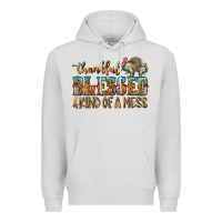 Dove Grey Thankful Blessed And Kind Of A Mess Premium Hoodie - CowhideDigitalArt