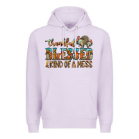Lilac Thankful Blessed And Kind Of A Mess Premium Hoodie - CowhideDigitalArt