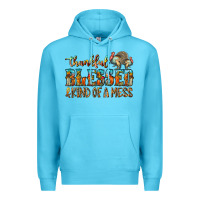 Ocean Blue Thankful Blessed And Kind Of A Mess Premium Hoodie - CowhideDigitalArt