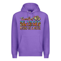Purple Thankful Blessed And Kind Of A Mess Premium Hoodie - CowhideDigitalArt